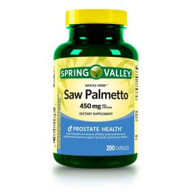 Spring Valley Whole Herb Saw Palmetto Prostate Health Dietary Supplement Capsules, 450 mg, 200 Count - Spring Valley