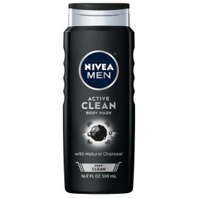 NIVEA Men Deep Active Clean Charcoal Body Wash, 16.9 fl oz - NIVEA