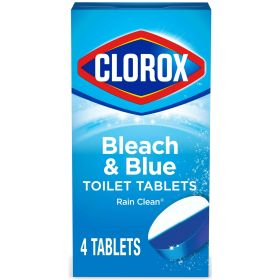 Clorox Bleach and Blue Toilet Tablets, Rain Clean, 4 Count - Clorox