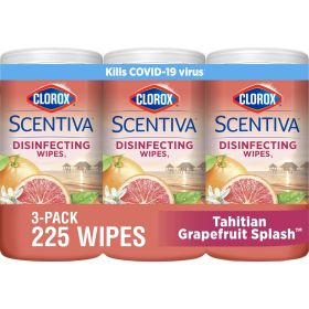 Clorox Scentiva Wipes Bleach Free Cleaning Wipes Tahitian Grapefruit Splash 225 Count 3 Pack - Clorox