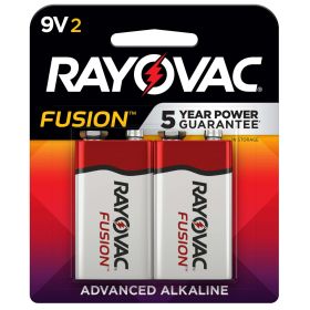 Rayovac Fusion 9V Batteries (2 Pack), Alkaline 9 Volt Batteries - Rayovac