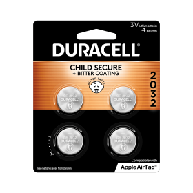 Duracell CR2032 3V Lithium Coin Battery with Child Safety Features, Compatible with Apple AirTag, Key Fob, Car Remote,and other Devi