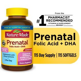 Nature Made Prenatal with Folic Acid + DHA Softgels;  Prenatal Vitamin;  115 Count - Nature Made