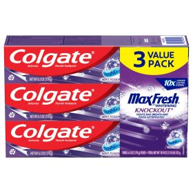 Colgate Max Fresh Knockout Whitening Toothpaste;  Mint Fusion;  3 Pack;  6.3 oz Tubes - Colgate