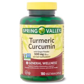 Spring Valley Turmeric Curcumin with Ginger Powder;  500 mg;  180 Count - Spring Valley