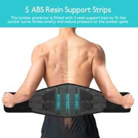 Back Brace For Lower Back Pain Relief, Lumbar Support Belt For Men And Women With 5 Lumbar Pads L - Black