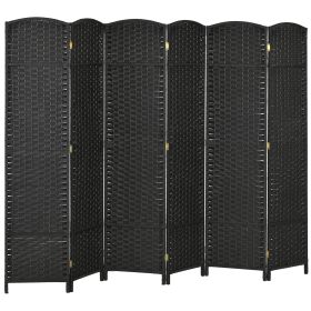 HOMCOM Room Divider, 6 Panel Folding Privacy Screen, 5.6' Tall Freestanding Wall Partition for Home Office, Bedroom, Black