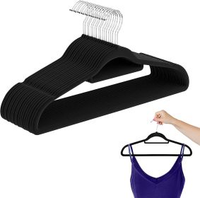 Black Velvet Hangers 17.5". Pack of 25 Thin Hangers Non Slip Velvet for Any Clothing Style. Sturdy & Heavy-Duty Velvet Hanger 17.5 Inch Size. Portable