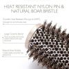 Round Brush SUPRENT Round Brush With Natural Boar Bristles,Nano Thermic Ceramic Coating & Ionic Roller Hairbrush For Blow Drying, Curling&St - Medium