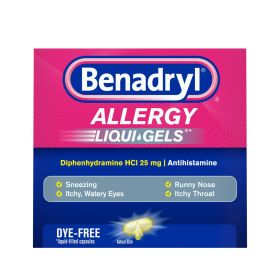 Benadryl Liqui-Gels Antihistamine Allergy Medicine; Dye Free; 24 Count