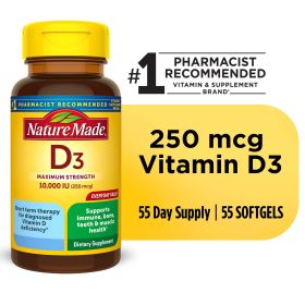 Nature Made Vitamin D3 10000 IU Maximum Strength Softgels; 55 Count