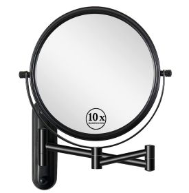 8 Inch Wall Mounted Makeup Vanity Mirror, Double Sided 1x/10x Magnifying Mirror, 360Â° Swivel with Extension Arm Bathroom Mirror