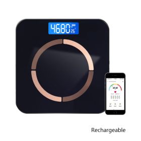 USB Charging Weight Scale Smart Body Fat Scale Bluetooth Electronic Muscle Ingredient Scale Fat Measuring Tool App Floor Scales (Color: Black -battery)